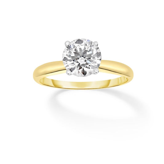 IGI Certified 1 Carat Lab Grown Diamond Solitaire Engagement Ring 14K Yellow Gold (F-G Color, VS2-SI1 Clarity) - Size 7