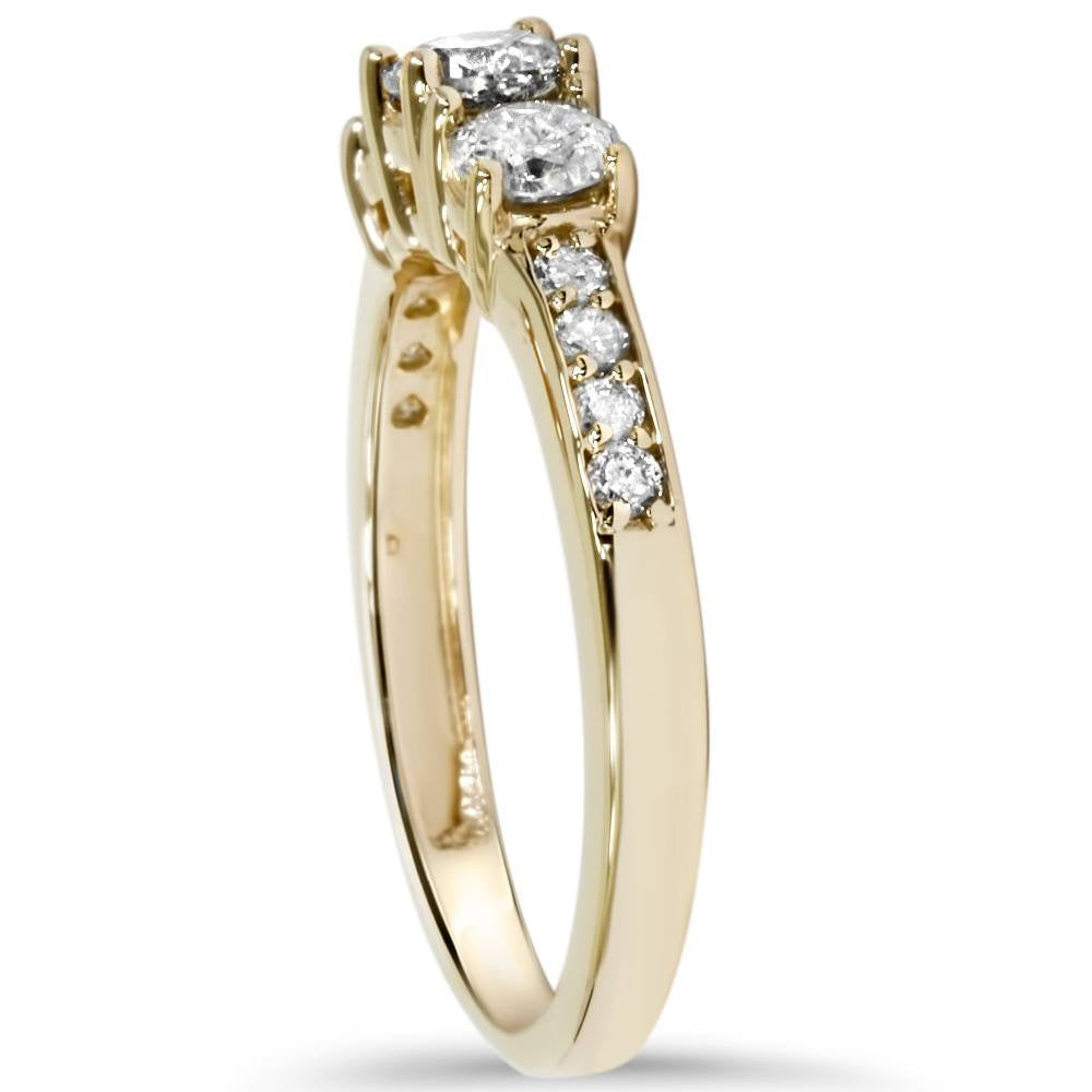 Pompeii3 One Carat Three Stone Diamond Engagement Ring In 14k Yellow Gold