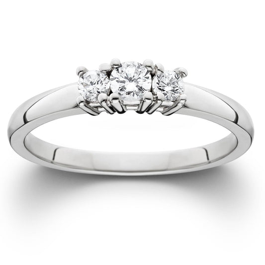 P3 POMPEII3 Pompeii 1/4ct White Gold Three Stone Diamond Engagement Ring - Size 7