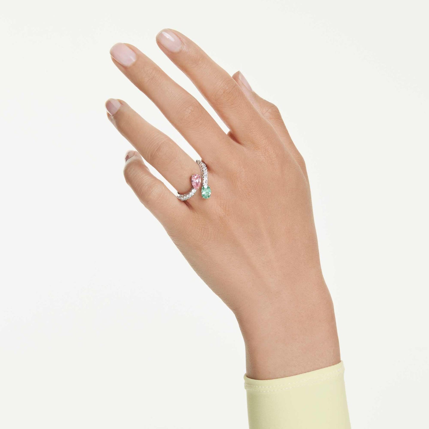 Swarovski Ariana Grande x open ring, Mixed cuts, Multicolored, Rhodium plated