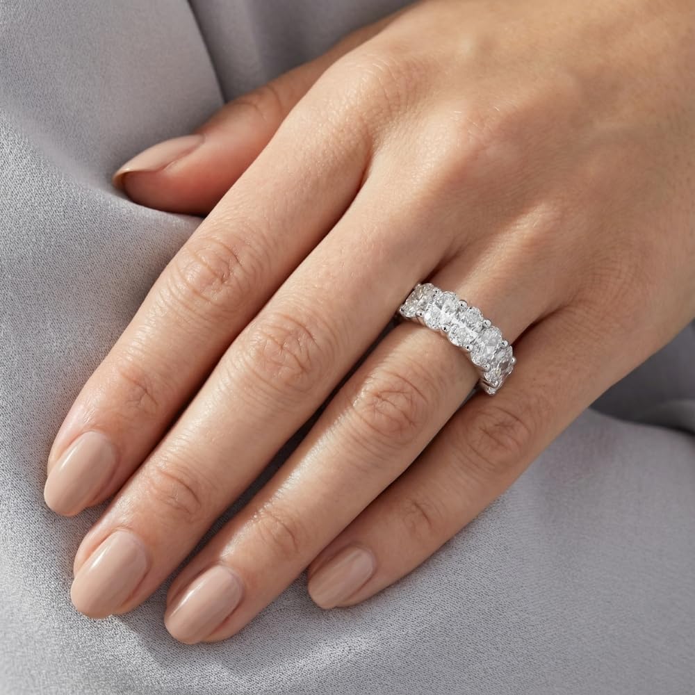Pompeii 6Ct Oval Diamond U Prong Wedding Anniversary Ring 14k Gold Lab Grown - Size 7 (F/G,VS1-VS2)