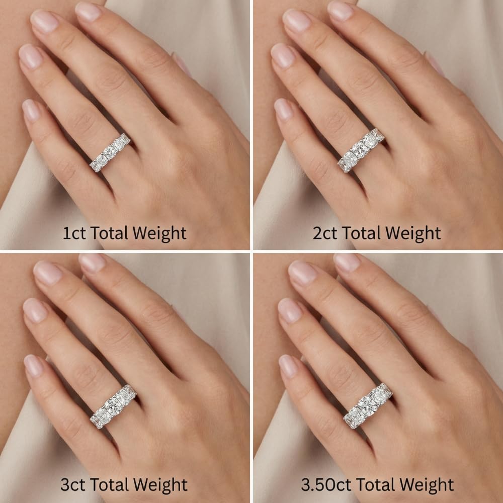 Pompeii 1-3 1/2 Ct Cushion Cut Diamond 5-Stone Wedding Ring 14k Gold Lab Grown - Size 10 (F/G,VS1-VS2)