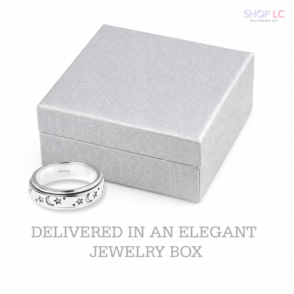 Shop LC 925 Sterling Silver Moon & Star Spinner Ring – Anxiety & Fidget Relief