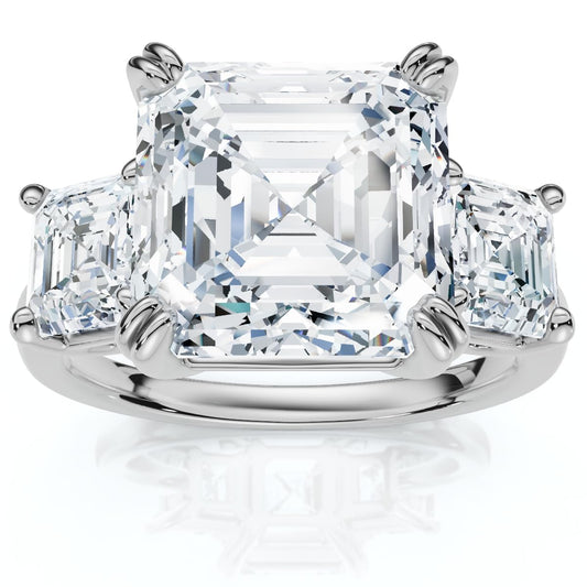 P3 POMPEII3 Pompeii Certified 6Ct Asscher Cut Diamond Engagement Ring 14k Gold Lab Grown - Size 5 (E/F,VS1-VS2)