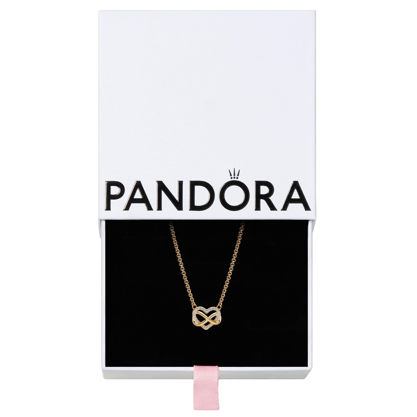 Pandora Sparkling Infinity Heart 14K Gold Plated Pendant Necklace