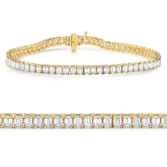Pompeii 7Ct Emerald Cut Diamond Tennis Bracelet 7" 14k Yellow Gold - Size 7