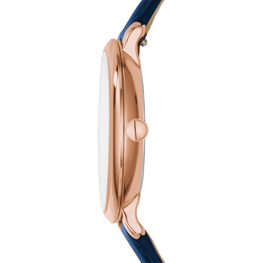 Fossil Women's Jacqueline Quartz Stainless Steel and Leather Watch, Rose Gold/Navy – Fossil Watches for Women
