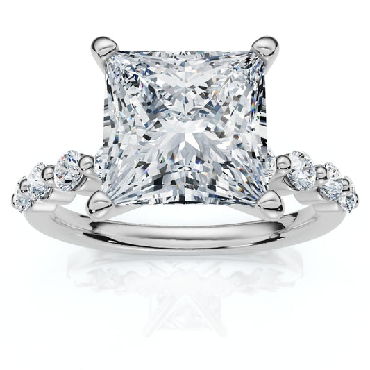 P3 POMPEII3 Pompeii Certified Monica Princess Cut 3 1/2Ct Diamond Engagement Ring 14k Gold Lab Grown - Size 7.5 (E/F,VS1-VS2)