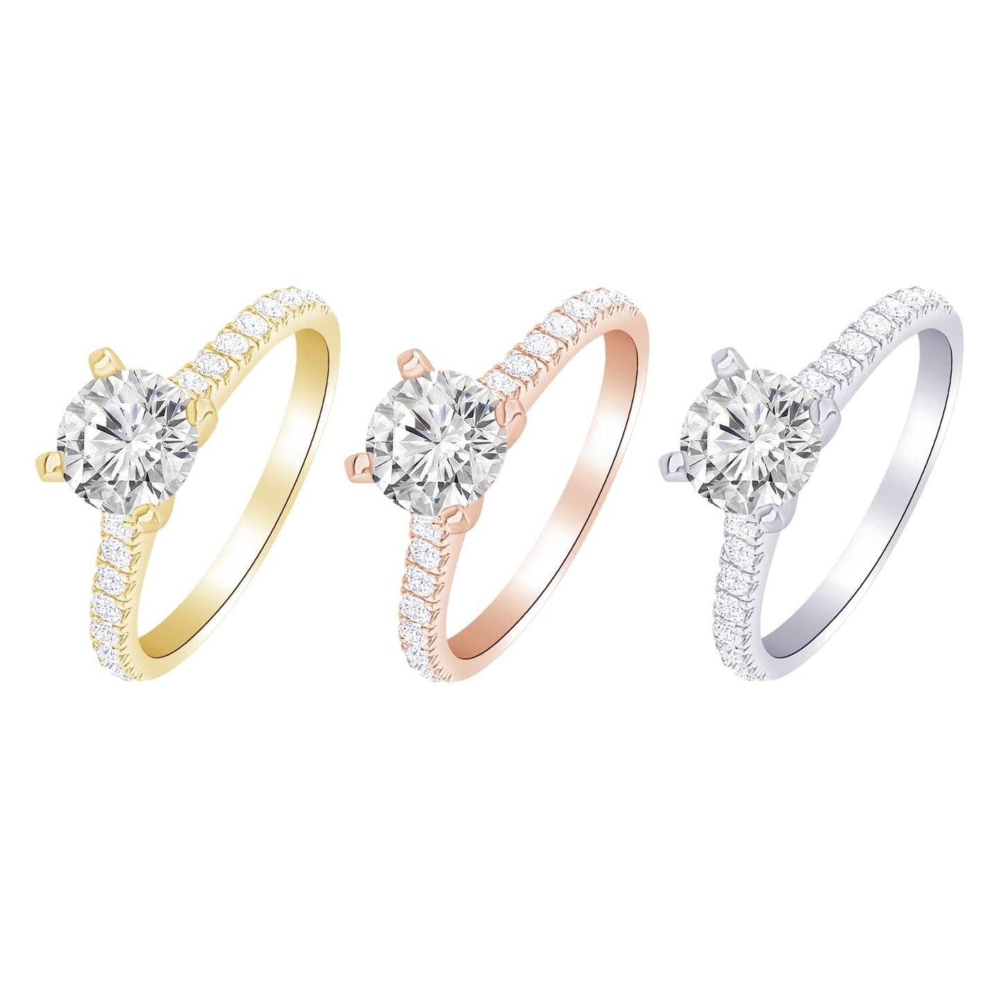 Houston Diamond District 1-6 Carat LAB GROWN Round Cut Diamond Prong Set Solitaire Diamond Engagement Ring Band Wedding Ring for Women (E-F Color VS1-VS2 Clarity) 14K White Gold 0.5 Carat Size-6
