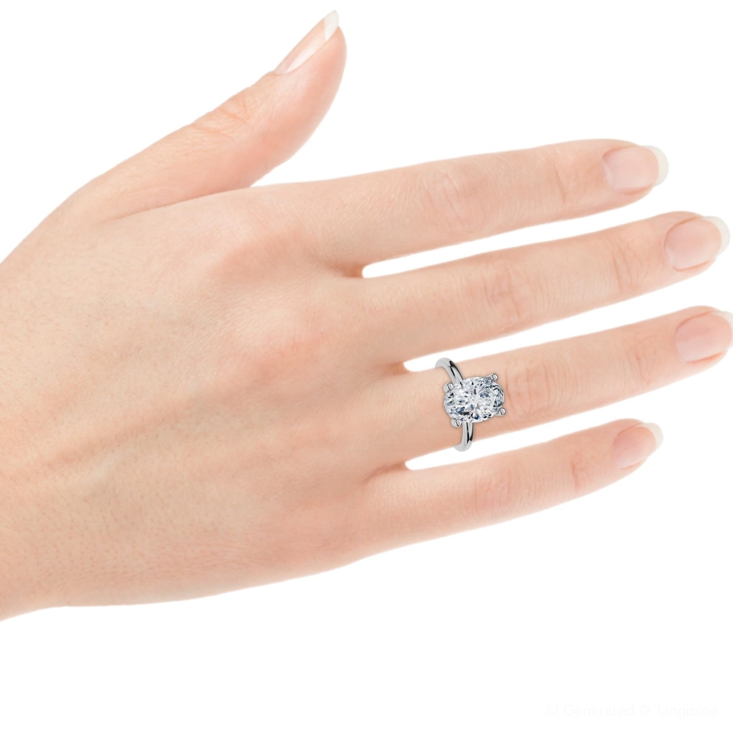 P3 POMPEII3 Pompeii 2 1/10Ct Oval Diamond Side Halo Engagement Ring 14k Gold or Platinum Lab Grown - Size 7 (F/G,VS1-VS2)