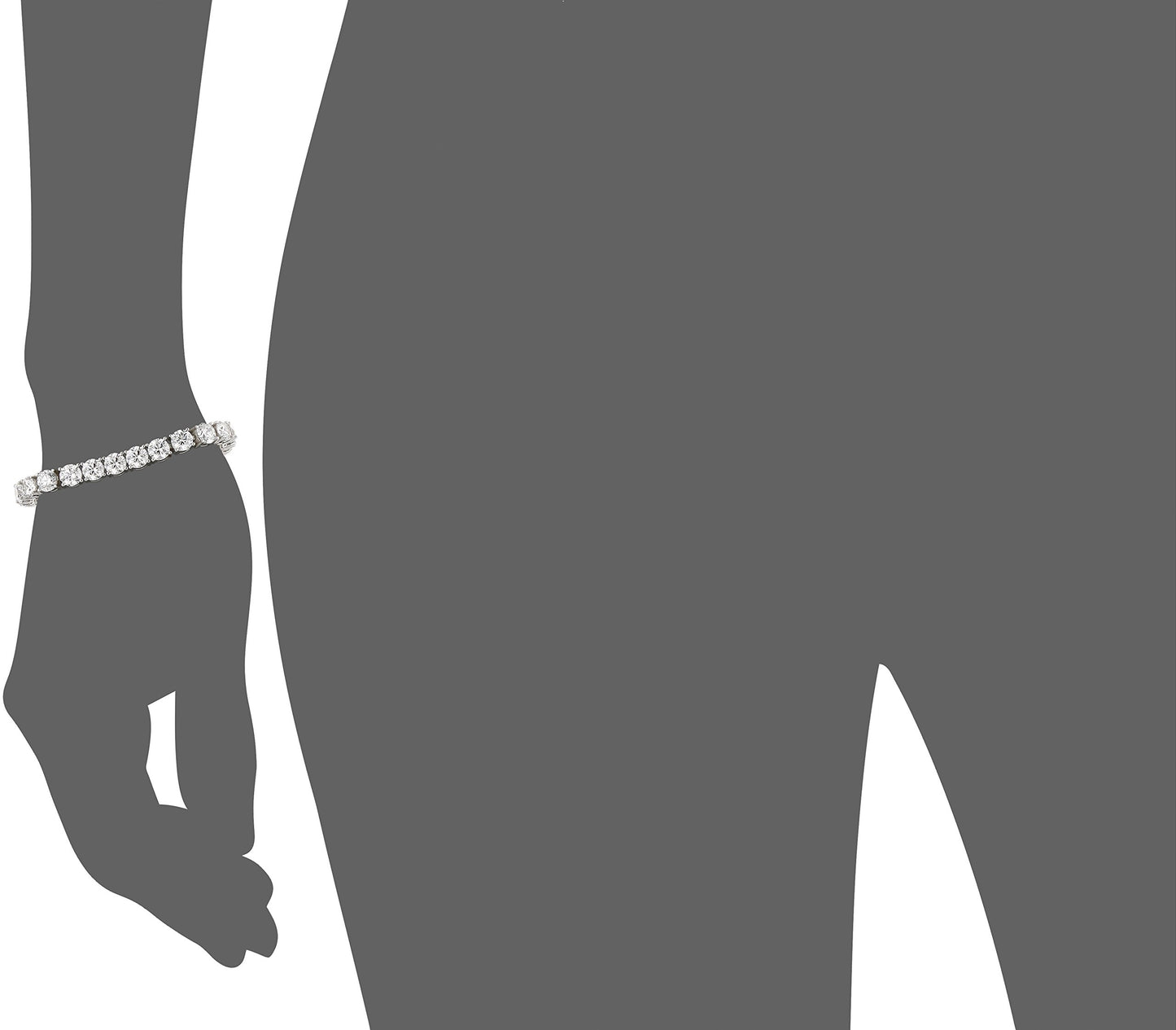 Platinum Plated Sterling Silver Round Cut Tennis Bracelet
