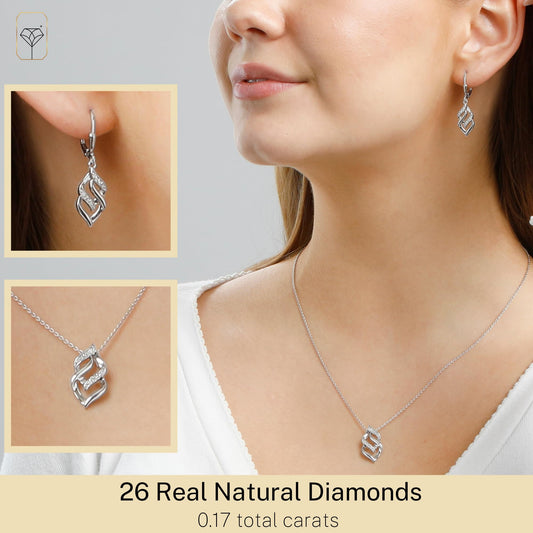 MAX + STONE 925 Sterling Silver Diamond Eternity Jewelry Set