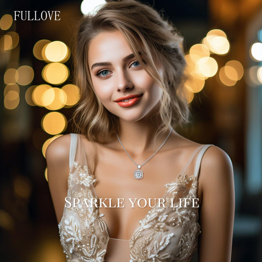 Fullove 5 Carat Infinity Heart Moissanite Necklace - Anniversary Gift for Her
