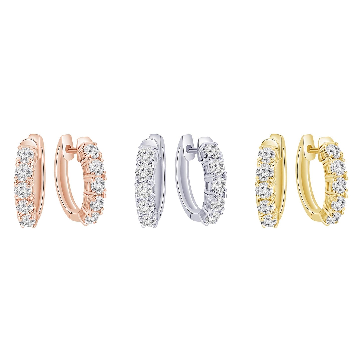 1 to 5 Carat Lab Grown Diamond Huggie Hoop Earrings in 14K Rose Gold