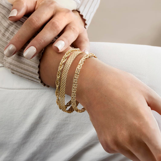 Ross Simons 18kt Yellow Gold Over Sterling Silver Link Bracelet Set
