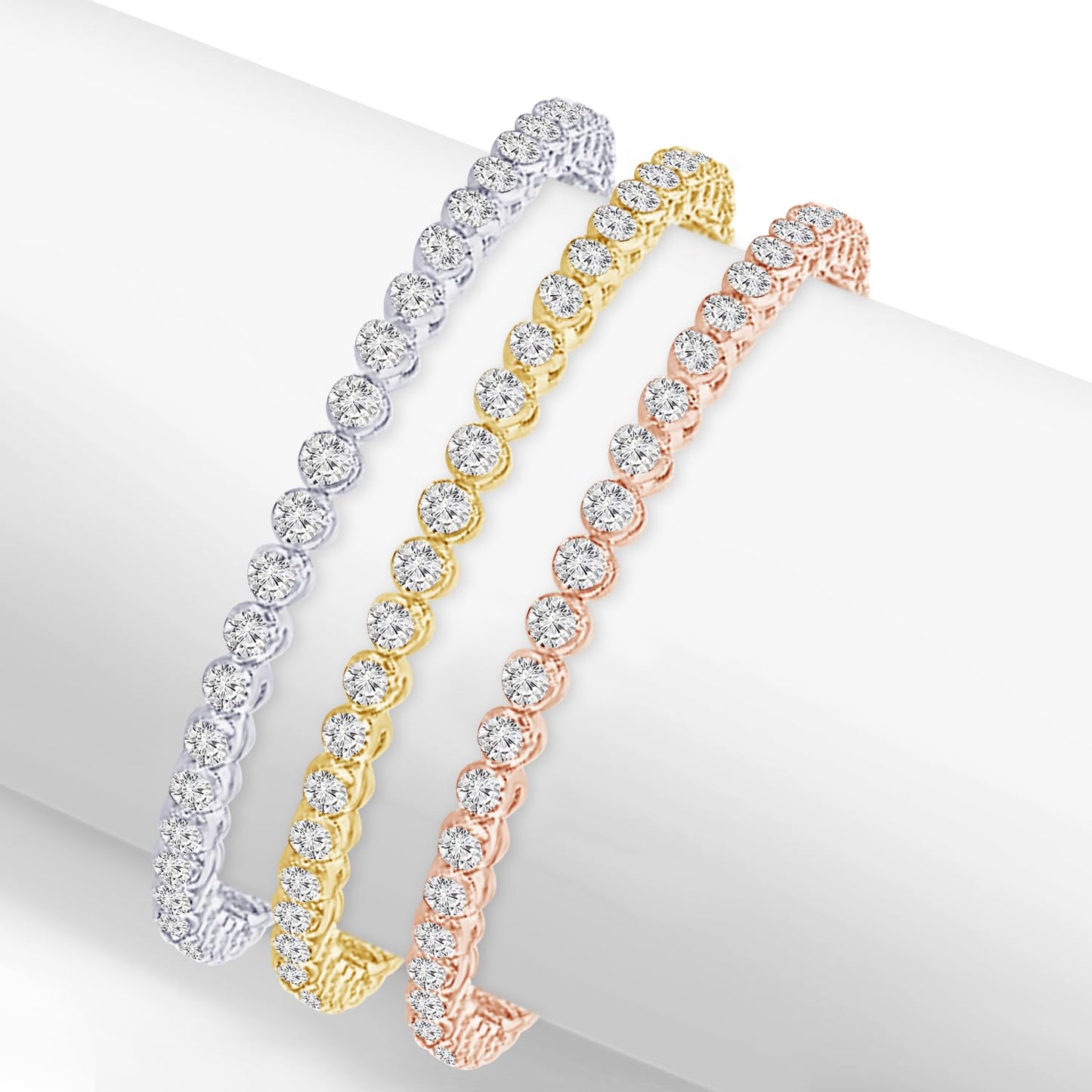 30 Carat Lab Grown Diamond Tennis Bracelet in 14K Yellow Gold