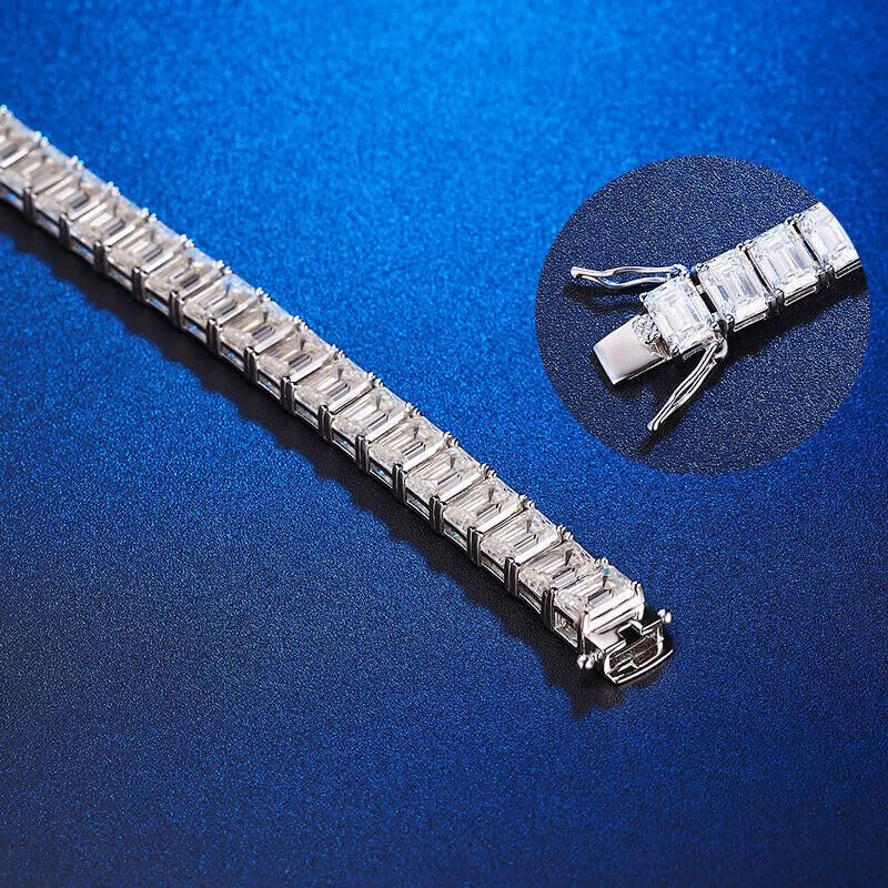 5.00 Ct Emerald-Cut Diamond Tennis Bracelet (925 Sterling Silver)