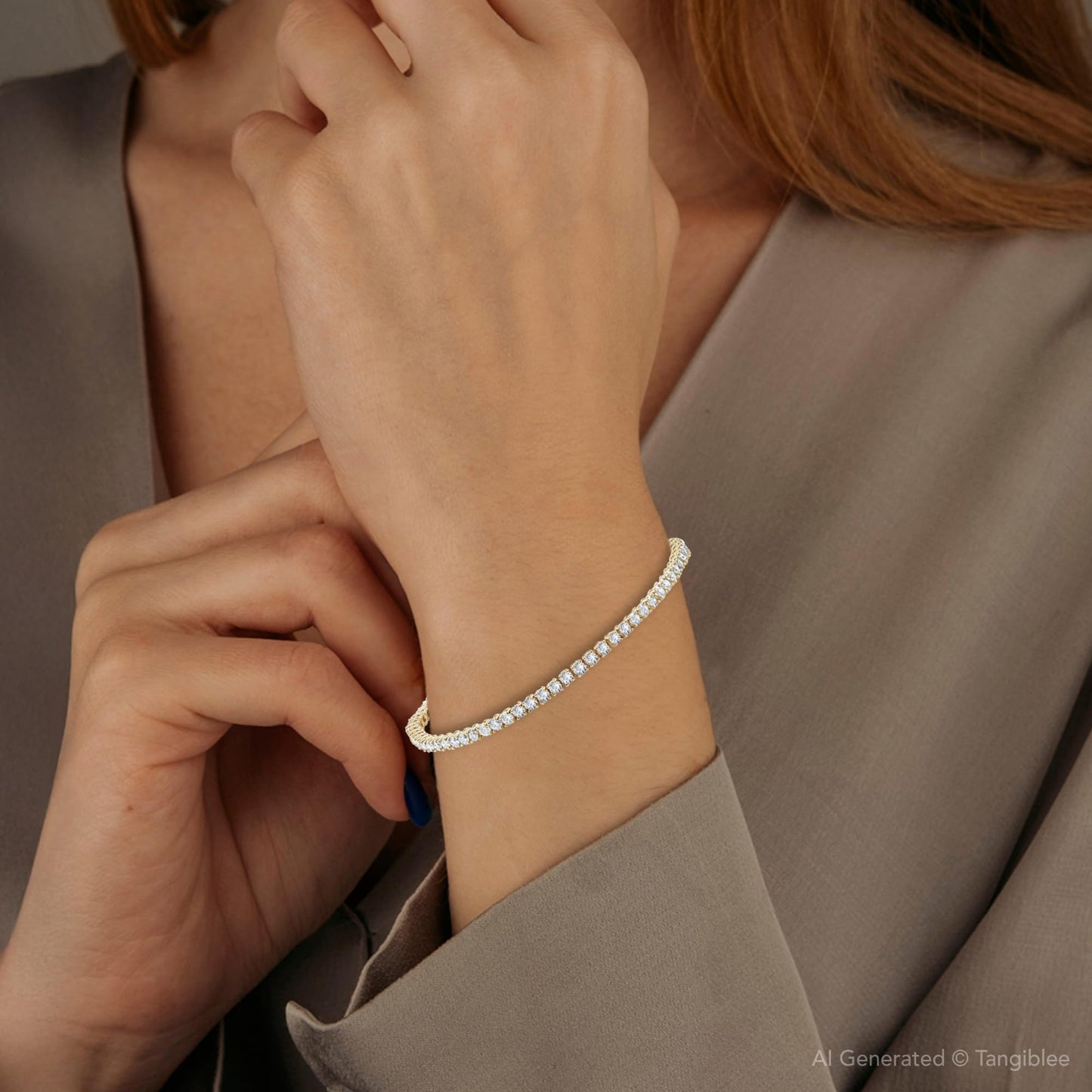 3 Ct Lab Created Diamond Tennis Bracelet 7" 14k Yellow Gold