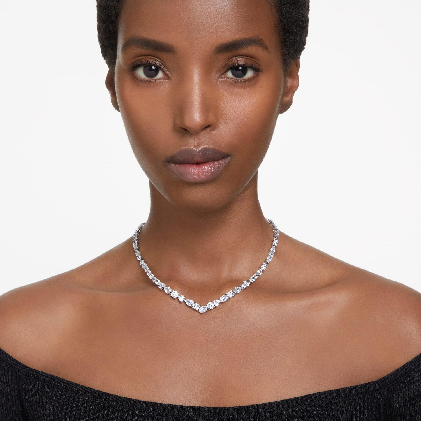Swarovski Mesmera Necklace - Clear Mixed-Cut Stones Rhodium Finish