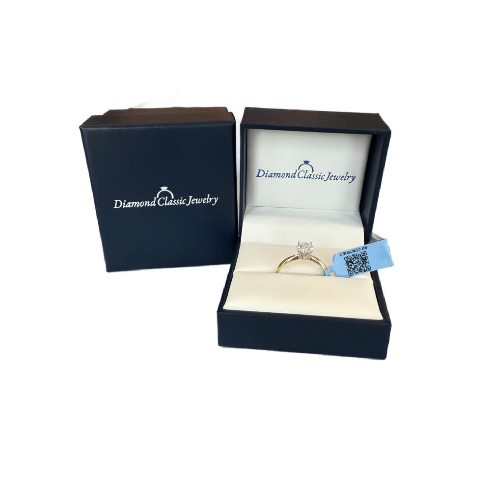 IGI Certified 1 Carat Lab Grown Diamond Solitaire Engagement Ring 14K Yellow Gold (F-G Color, VS2-SI1 Clarity) - Size 7