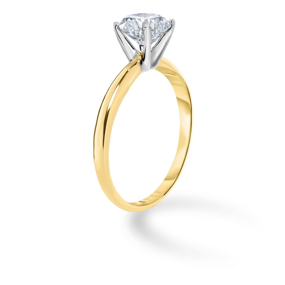 IGI Certified 1 Carat Lab Grown Diamond Solitaire Engagement Ring 14K Yellow Gold (F-G Color, VS2-SI1 Clarity) - Size 7