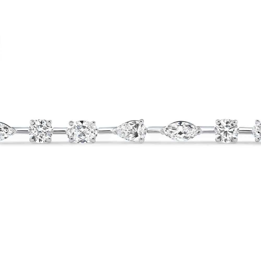 Pompeii 8Ct Mixed Cut Diamond Tennis Bracelet 7" 14k White Gold Lab Grown - Size 7 (EF,VS)