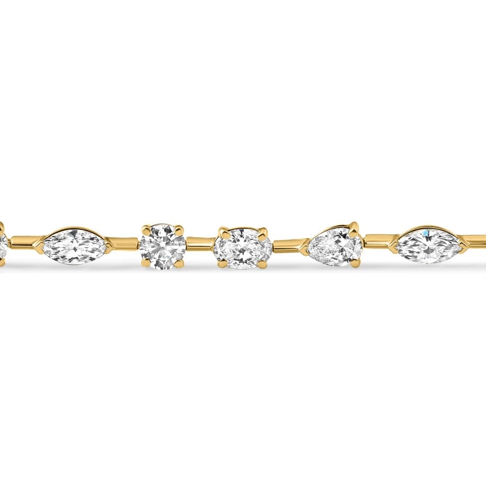 Pompeii 8Ct Mixed Cut Diamond Tennis Bracelet 7" 14k Yellow Gold Lab Grown - Size Medium (EF,VS)