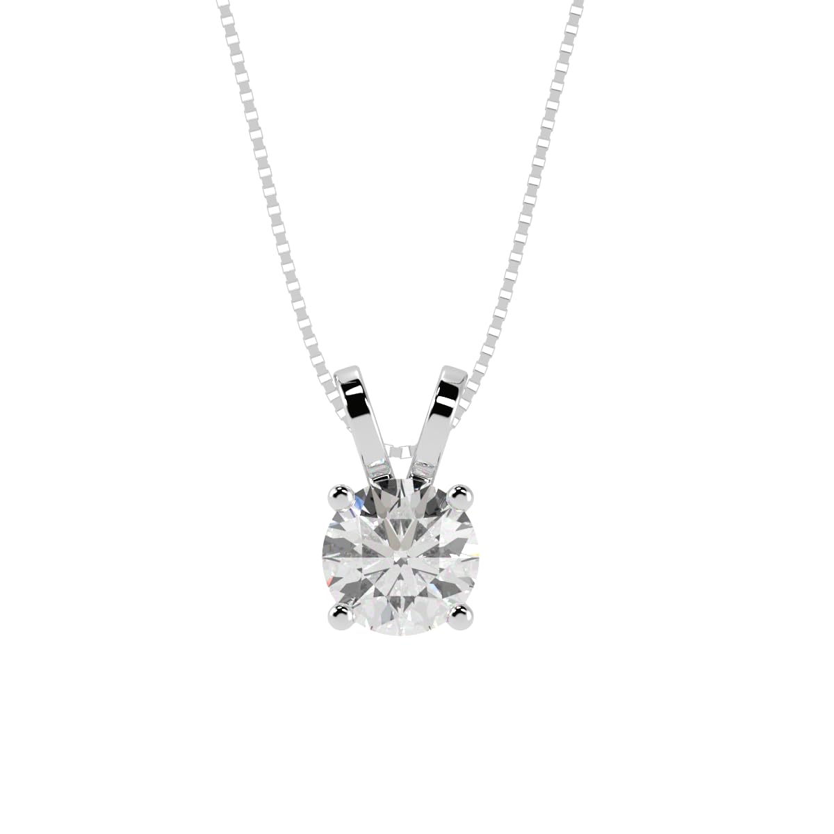 1 Carat Round Cut Lab Grown Diamond Pendant Necklace in Platinum