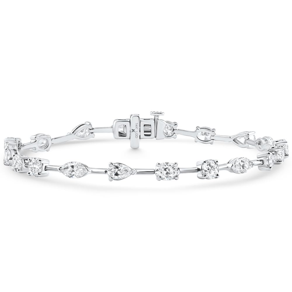 Pompeii 8Ct Mixed Cut Diamond Tennis Bracelet 7" 14k White Gold Lab Grown - Size 7 (EF,VS)
