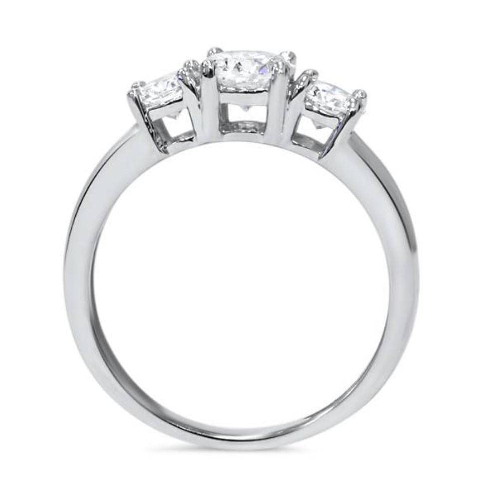Pompeii 1ct Diamond 3 Three Stone Engagement Ring 10K White Gold - Size 7.5