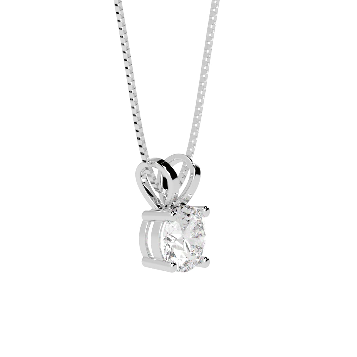 1 Carat Round Cut Lab Grown Diamond Pendant Necklace in Platinum