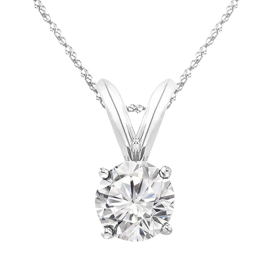 1 Carat Round Cut Lab Grown Diamond Pendant Necklace in Platinum