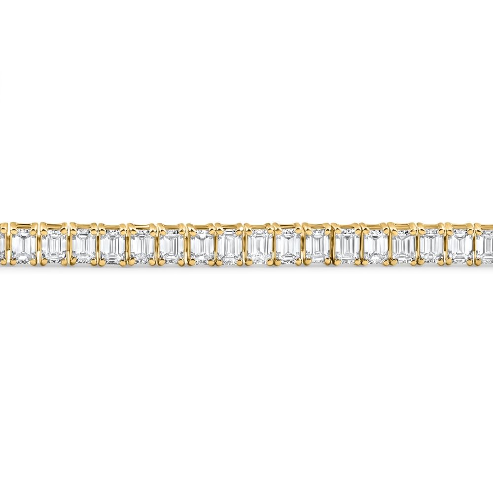 Pompeii 7Ct Emerald Cut Diamond Tennis Bracelet 7" 14k Yellow Gold - Size 7