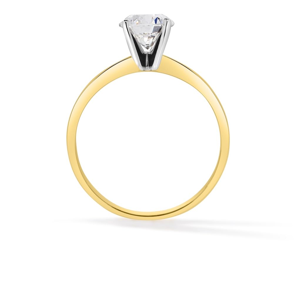 IGI Certified 1 Carat Lab Grown Diamond Solitaire Engagement Ring 14K Yellow Gold (F-G Color, VS2-SI1 Clarity) - Size 7