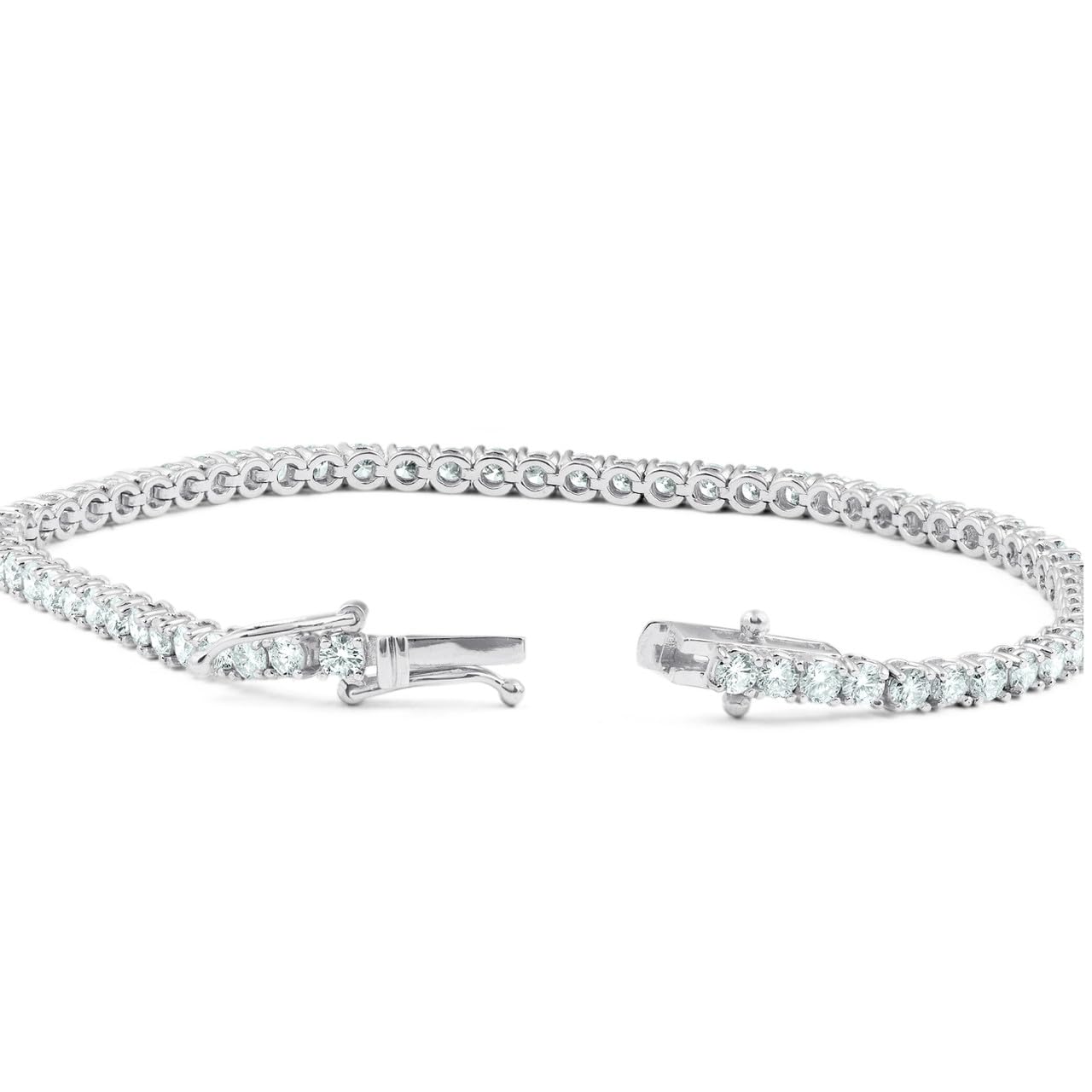 P3 POMPEII3 Pompeii 5 Carat TW Round Cut Lab Grown Diamond Tennis Bracelet 14k White Gold Lab Grown (FG,VS)