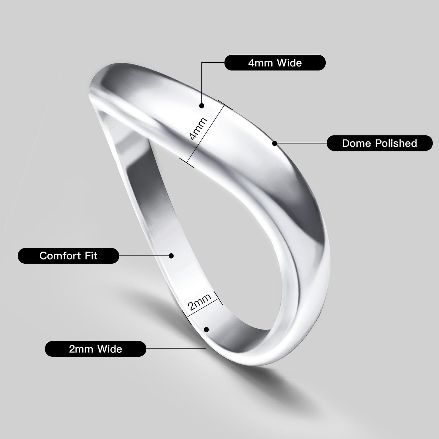 Zuyaeui 14K White Gold Plated Twisted Wave Ring for Women | Sizes 5-9