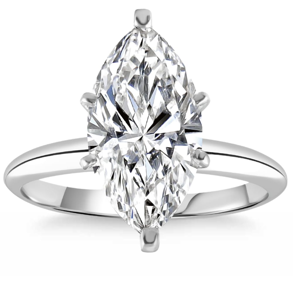P3 POMPEII3 Pompeii Certified 2-6Ct Marquise Solitaire Diamond Engagement Ring 14k Gold Lab Grown - Size 7 (G/H,VS2-SI1)