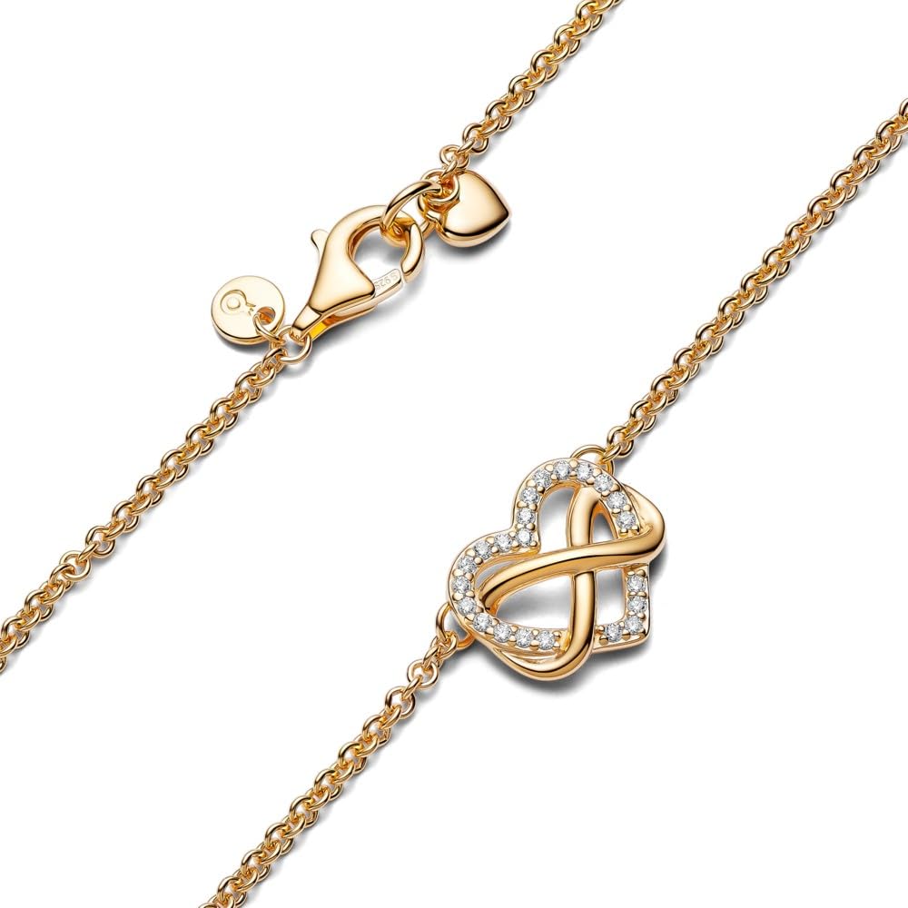Pandora Sparkling Infinity Heart 14K Gold Plated Pendant Necklace