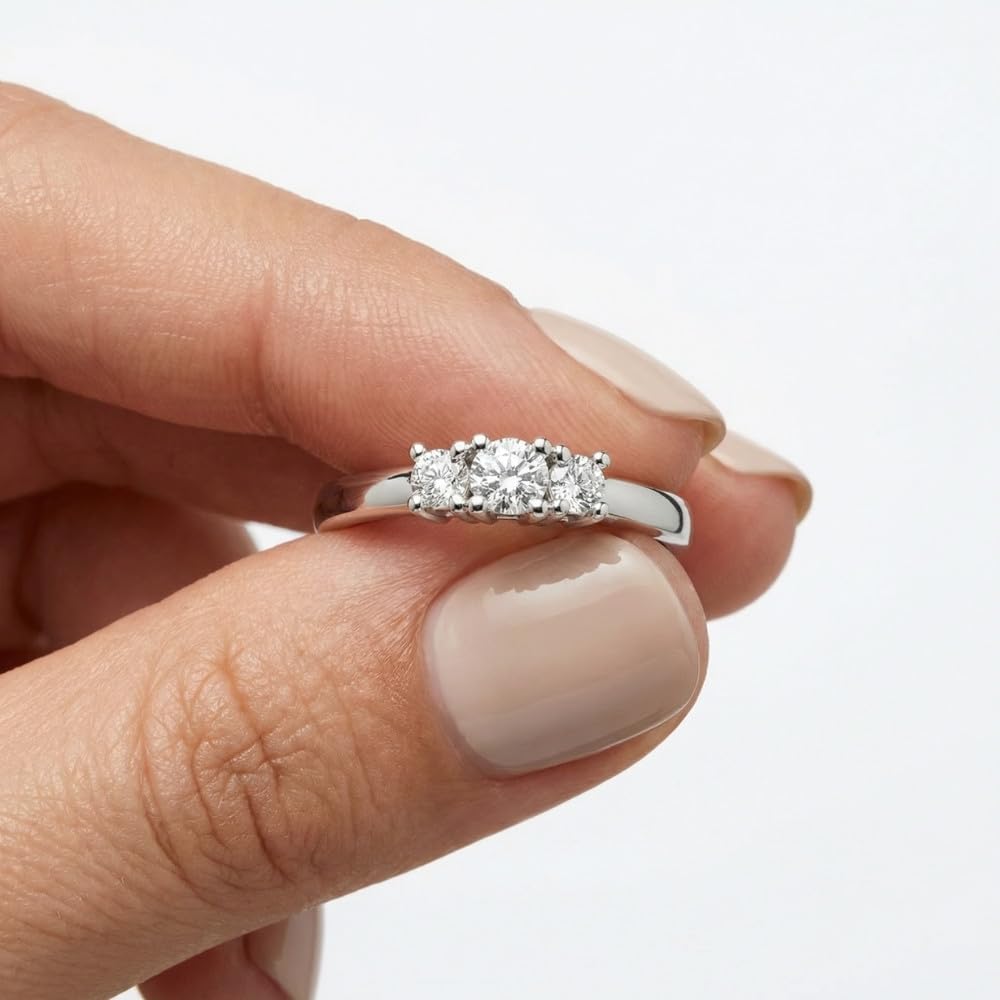 P3 POMPEII3 Pompeii 1/4ct White Gold Three Stone Diamond Engagement Ring - Size 7