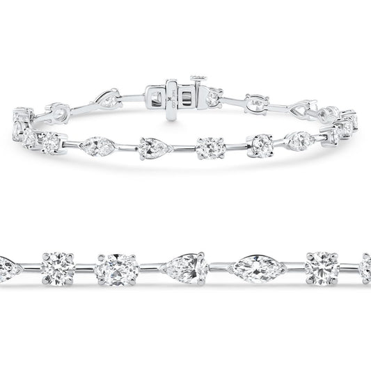 Pompeii 8Ct Mixed Cut Diamond Tennis Bracelet 7" 14k White Gold Lab Grown - Size 7 (EF,VS)