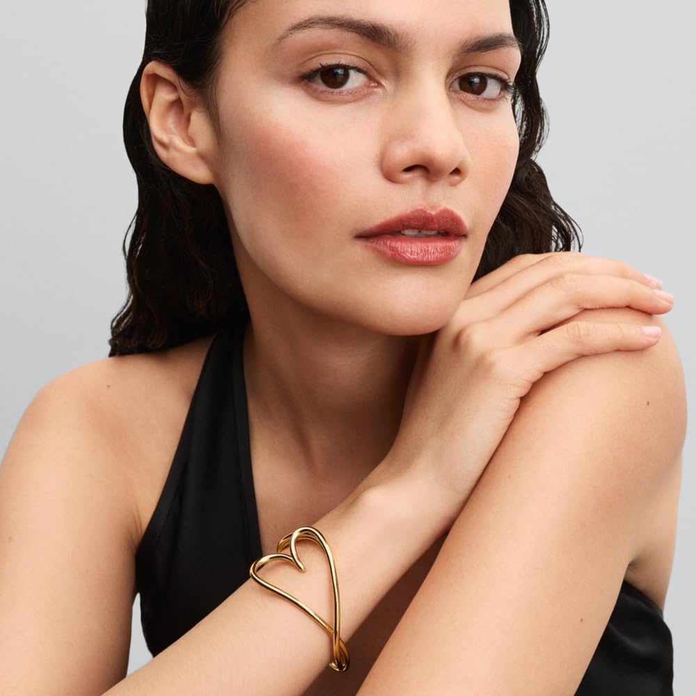 Pandora Essence Organically Shaped Heart Gold Plated Bangle