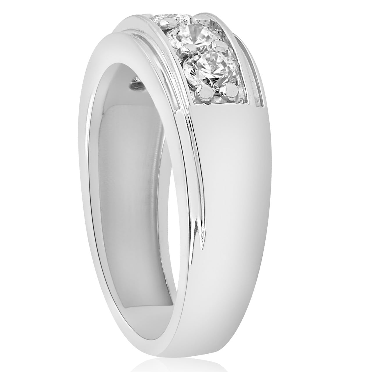 Pompeii 1 ct Mens Diamond Five Stone Wedding Ring 10k White Gold - Size 8.5