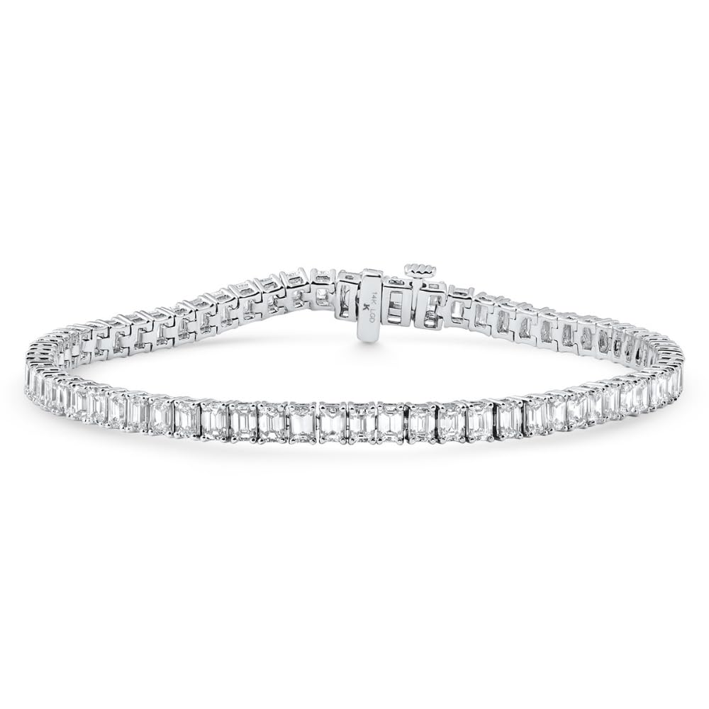 P3 POMPEII3 Pompeii 12.25Ct Emerald Cut Diamond Tennis Bracelet 7" 14k White Gold Lab Grown - Size 7 (EF,VS)
