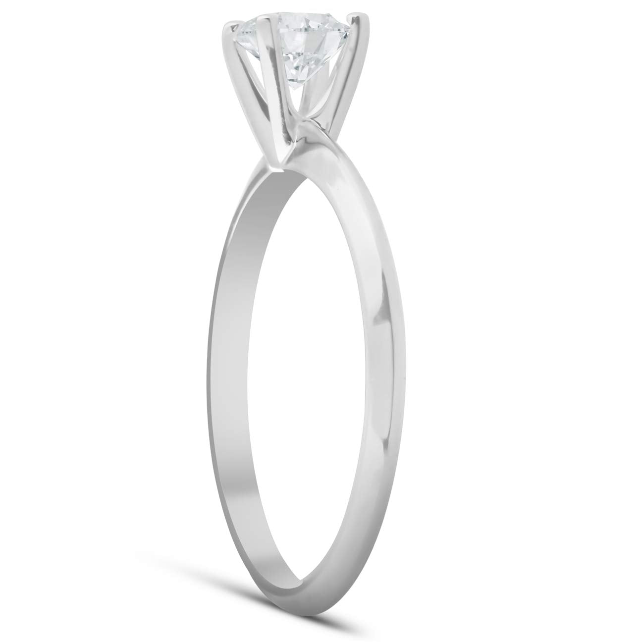 Pompeii 1/2 Ct Lab Grown Diamond Solitaire Engagement Ring 14k White Rose or Yellow Gold - Size 8.5 ((E-F),SI(1)-SI(2))
