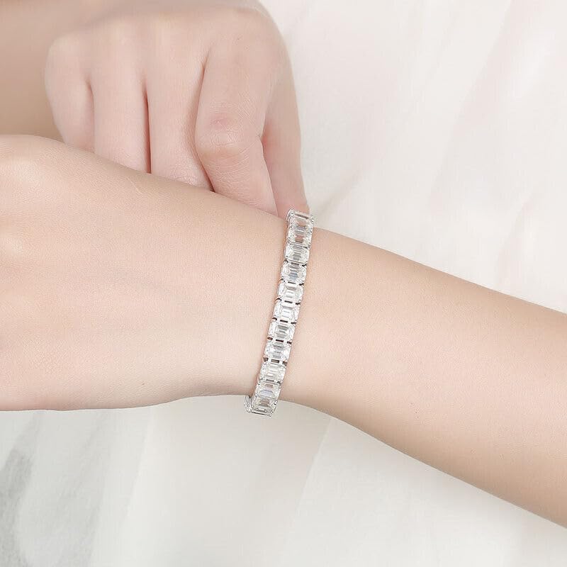 5.00 Ct Emerald-Cut Diamond Tennis Bracelet (925 Sterling Silver)