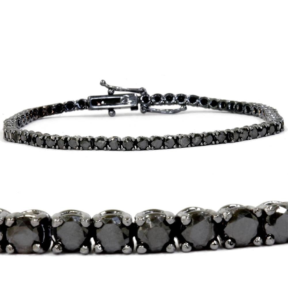 Pompeii 3ct Black Diamond Tennis Bracelet 14K Black Gold 7"