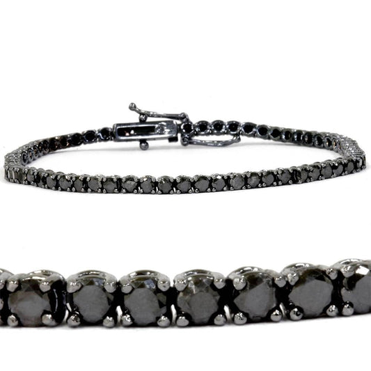 Pompeii 3ct Black Diamond Tennis Bracelet 14K Black Gold 7"