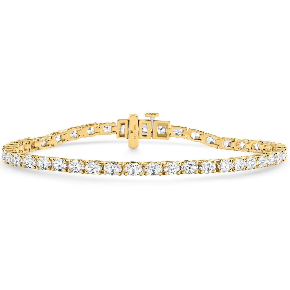 P3 POMPEII3 Pompeii 4.5Ct Oval Cut Diamond Tennis Bracelet 7" 14k Yellow Gold Lab Grown - Size 7 (EF,VS)