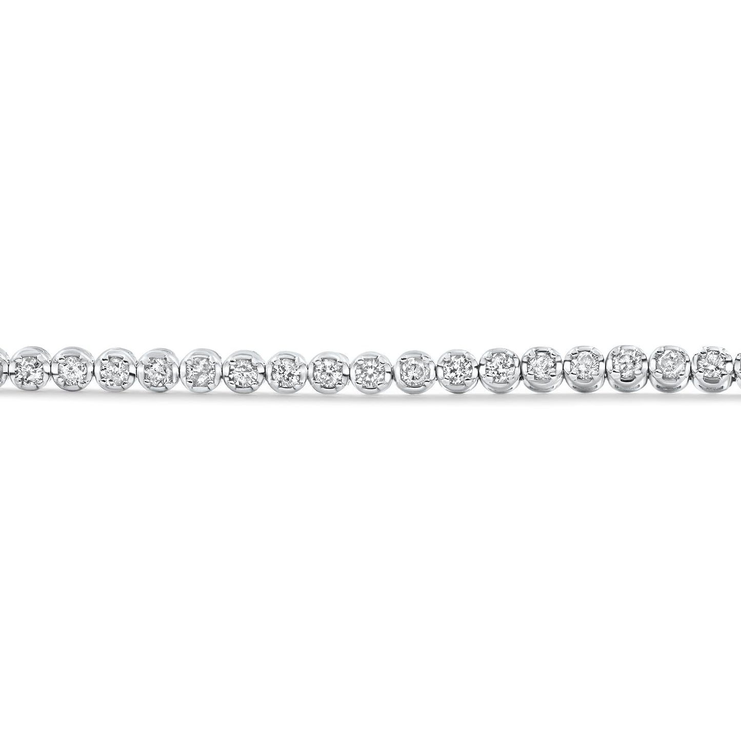 14k White Gold 1Ct TW Natural Diamond Tennis Line Bracelet 7"