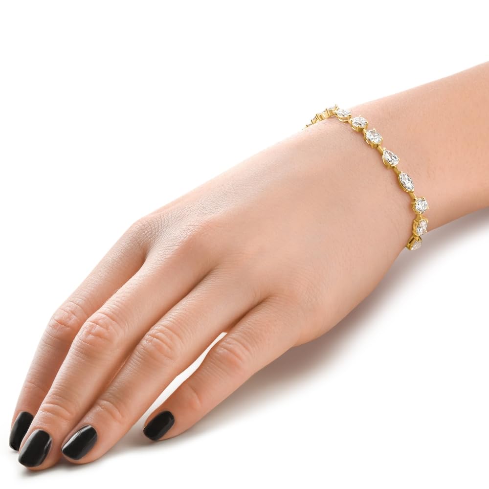 P3 POMPEII3 Pompeii 10Ct Mixed Cut Diamond Tennis Bracelet 7" 14k Yellow Gold Lab Grown - Size 7 (EF,VS)